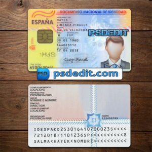 Editable blank Spain ID Card Template Psd download V2