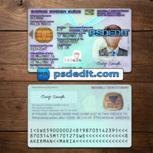 Editable blank Sweden ID Card Template Psd download