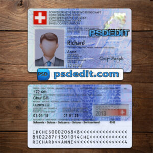 Editable blank Switzerland ID Card Template Psd download