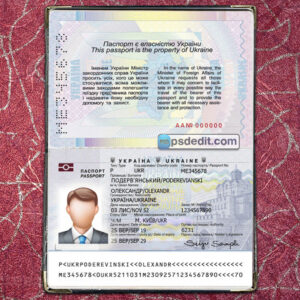 Editable blank Ukraine Passport Template Psd download