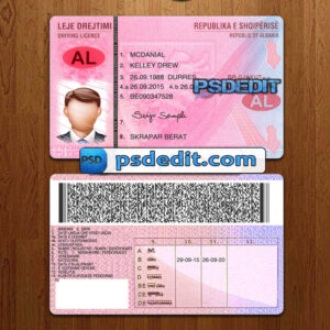 Editable blank Albania drivers license template psd download