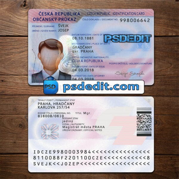 Editable blank Czech Republic ID Card Template Psd download