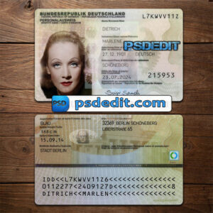 Editable blank Germany ID Card Template Psd download V2