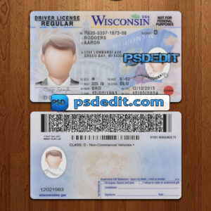 Editable blank Wisconsin drivers license template psd download